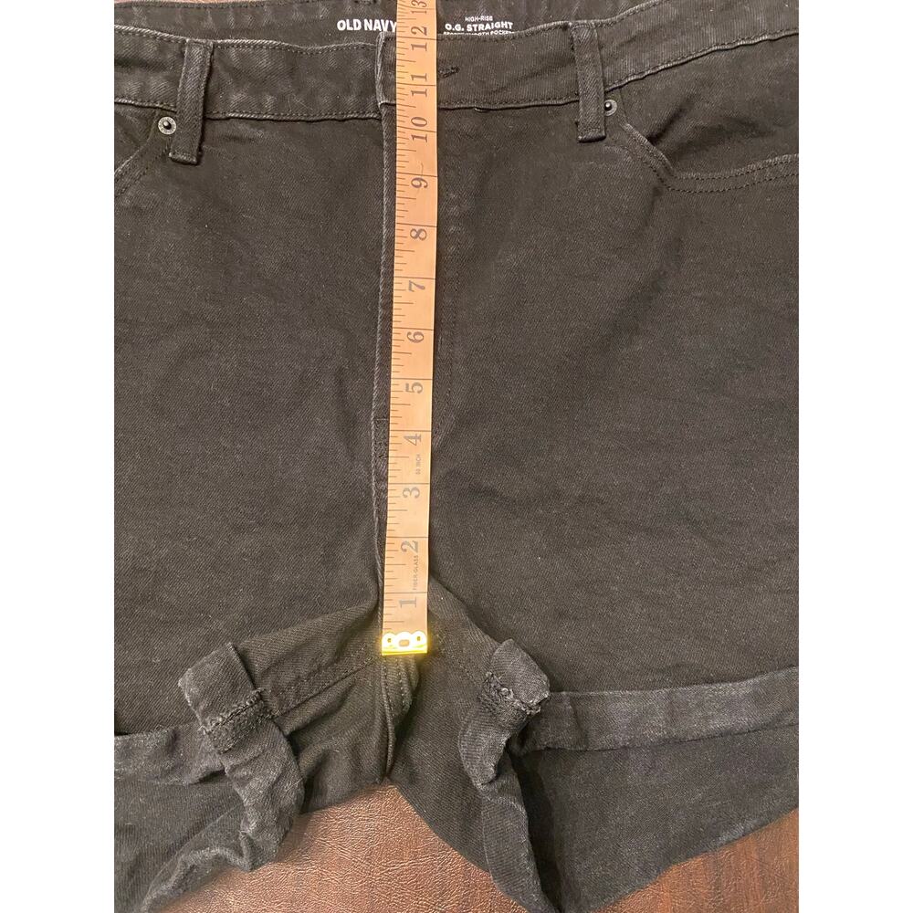 Old Navy Black High Rise OG Straight Denim Shorts Size 18 Spring Break Summer - Picture 5 of 7